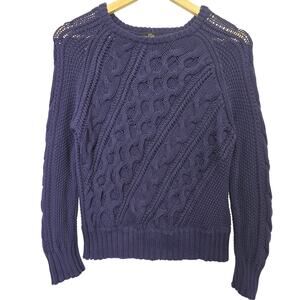 J.Crew Womens Vintage Y2K Classic Fisherman Chunky Cable Open Knit Sweater XS